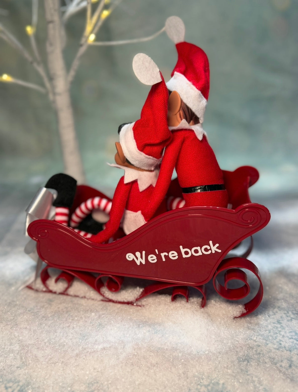Personalised Christmas Elf Sleigh with 1 or 2 Elves