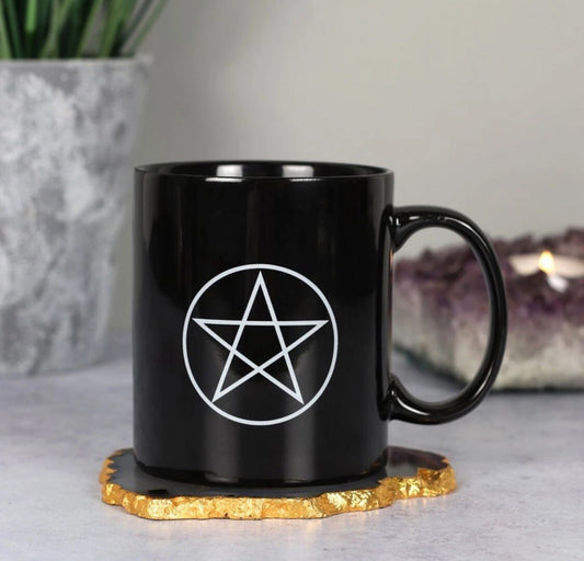 Pentagram Star Ceramic Gift Mug Cup Black Magic Protection Symbol Pagan Gothic