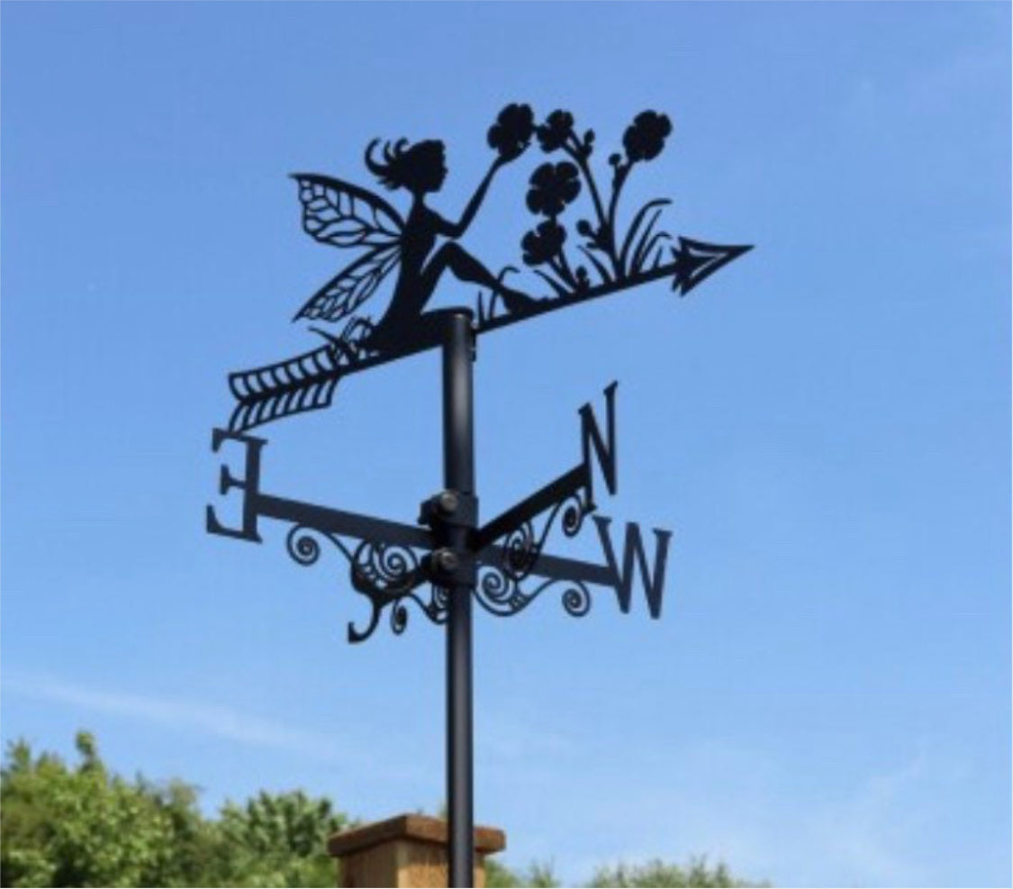 Fairy Silhouette Black Metal Garden Weathervane Wind Spinner Decorative Ornament