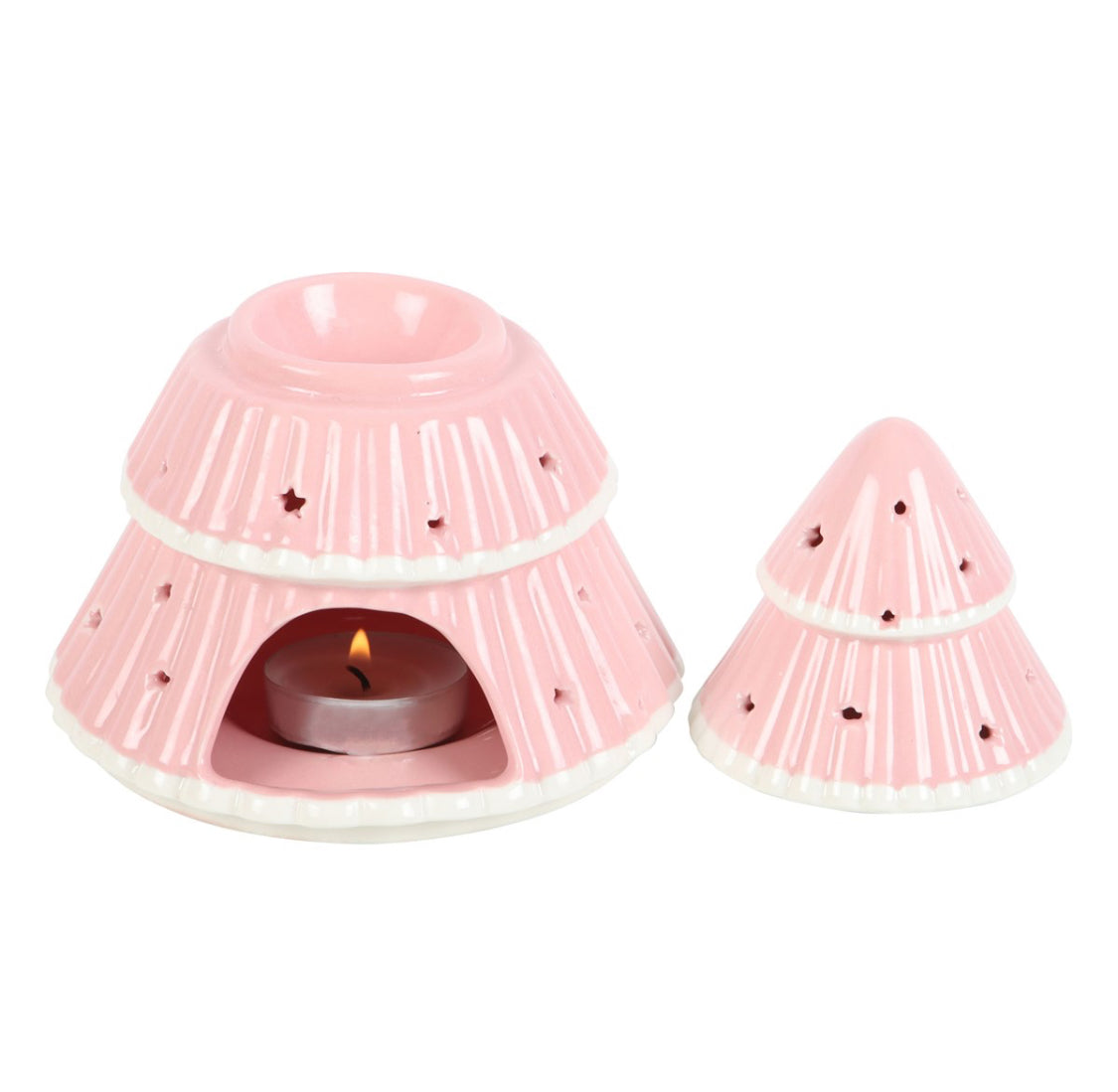 Pink Christmas Tree Ceramic Oil Burner / Wax Melt Warmer