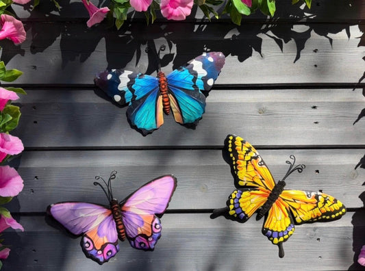 Set of 3 Metal Butterfly Garden Wall Decorations