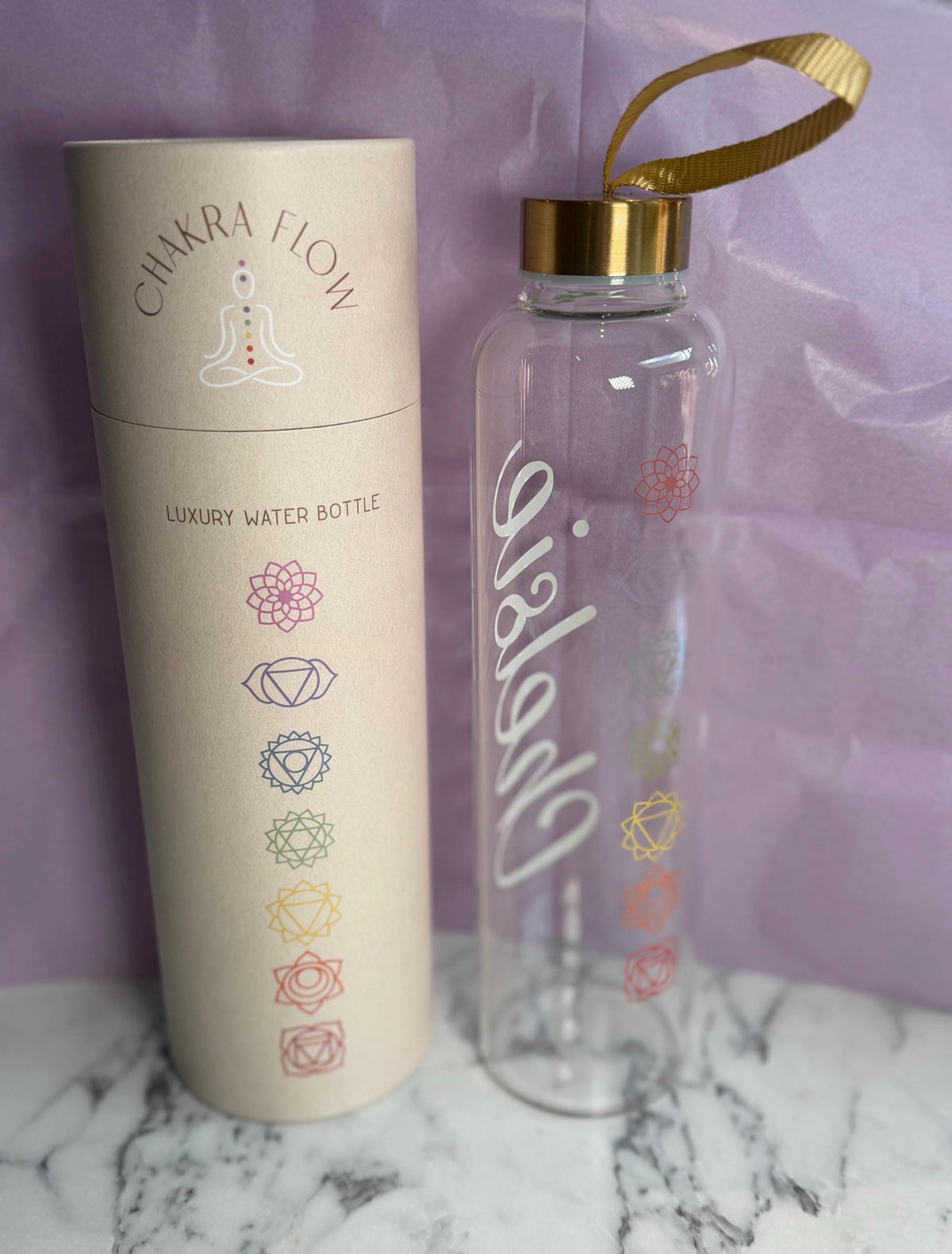 Luxury Personalised Chakra Gift Set – Glass Bottle, Notebook & Keyring