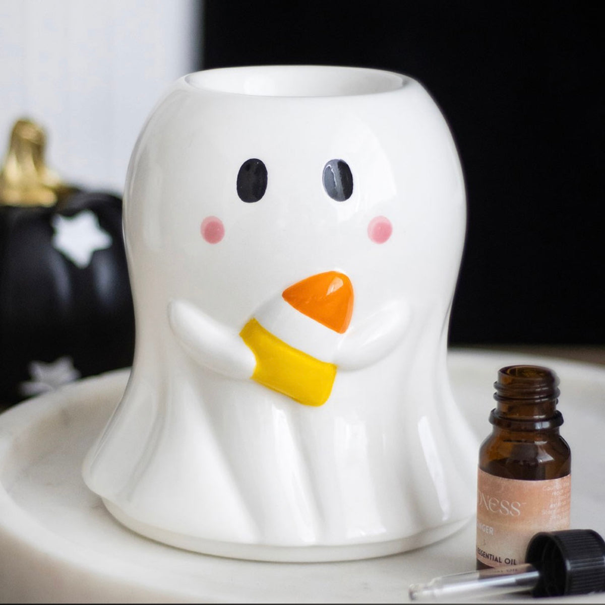 Candy Corn Ghost Oil Burner & Wax Melt Warmer – Cute Halloween Decoration