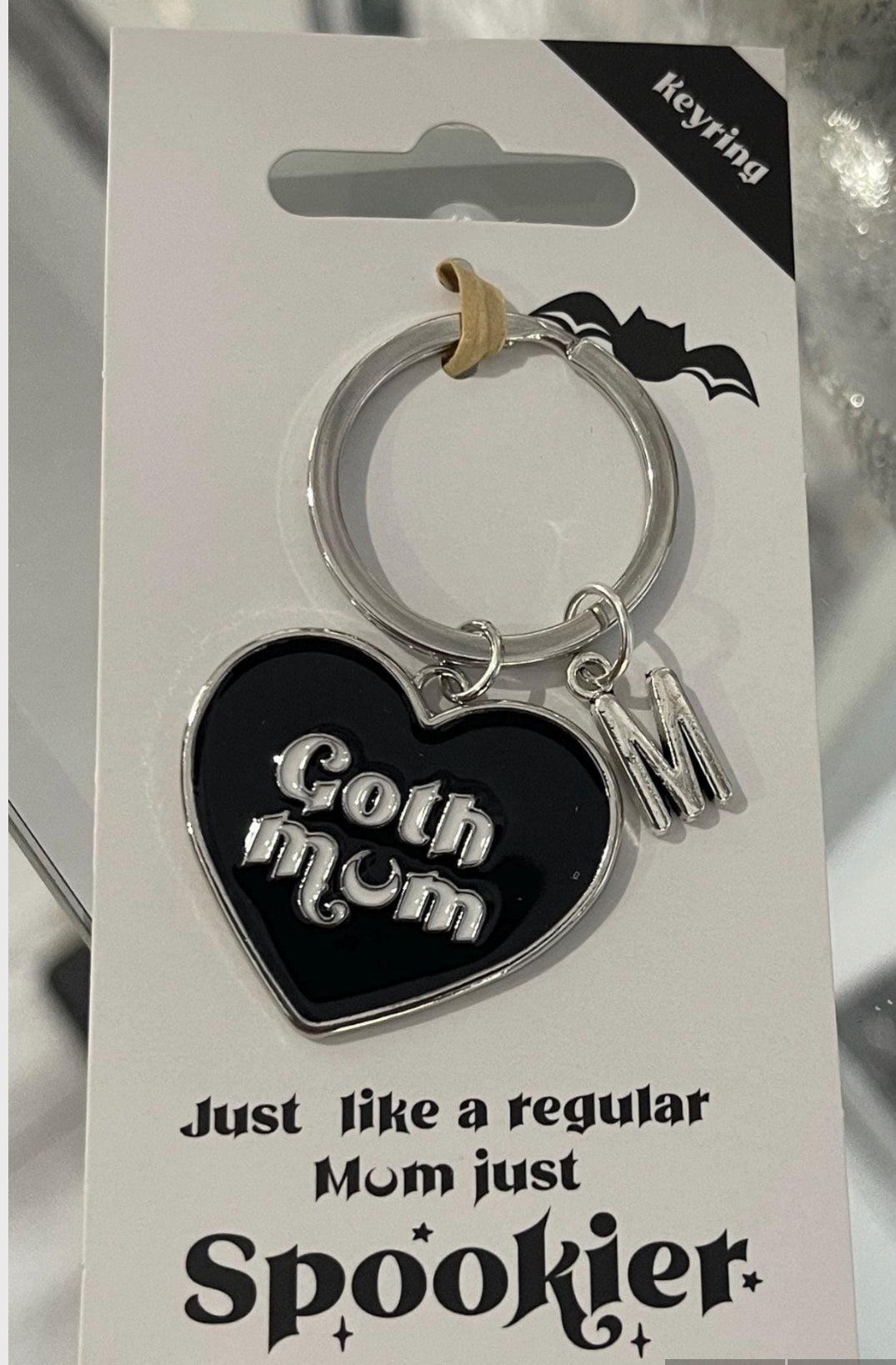 Personalised Goth Mum Enamel Keyring Handbag Charm - Gothic Gifts for Someone Special