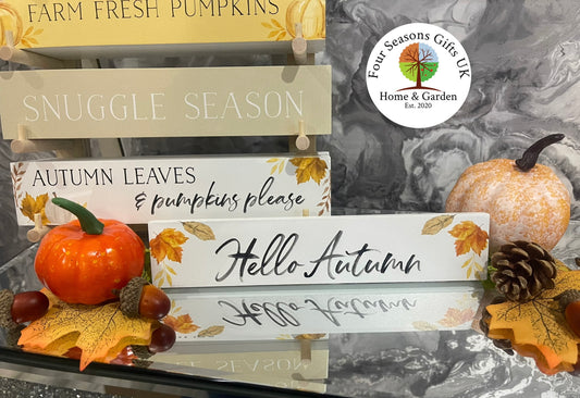 Autumn Wooden Decorative Word Block Signs, Shelf Desktop Mantlepiece Display Home Decor , Cosy Season Rustic Fall Ornaments Gifts 6 Styles