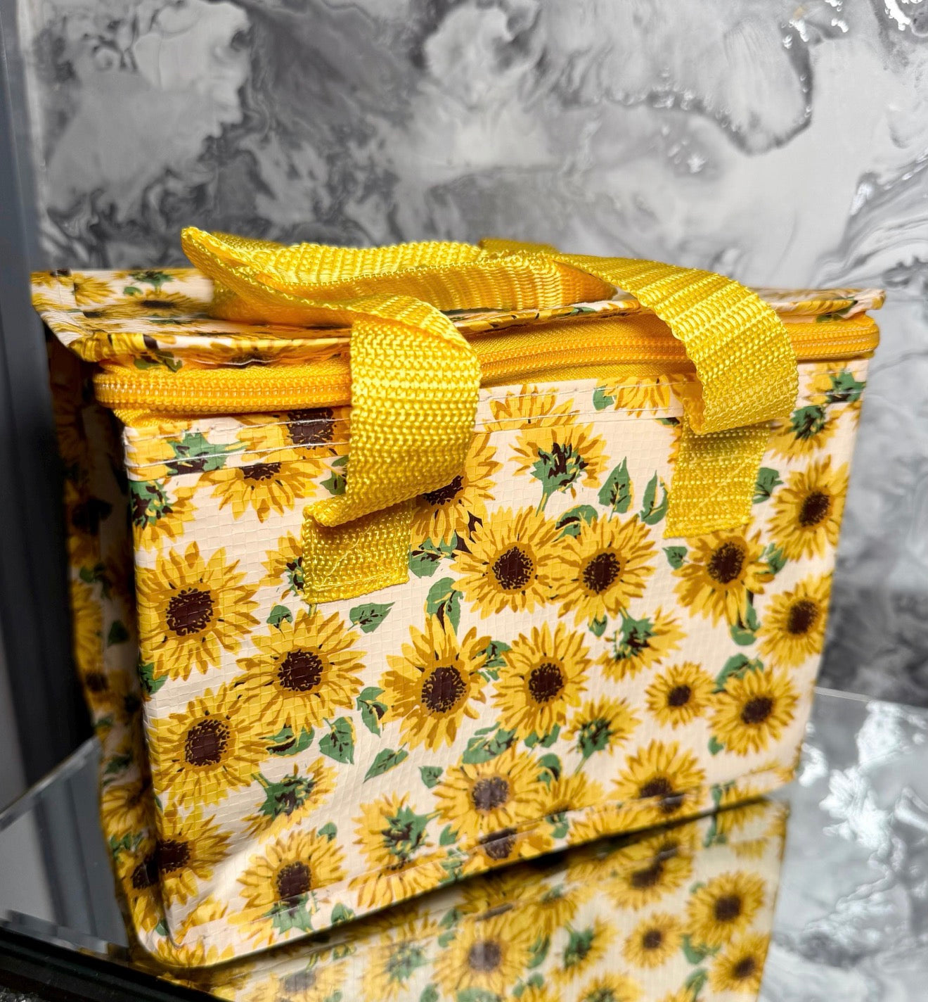 Floral Sunflower Insulated Lunch Bag Made from Recycled Plastic | Reusable Lunch Tote | Eco Friendly Gift | Lunch Bag for Work School Picni