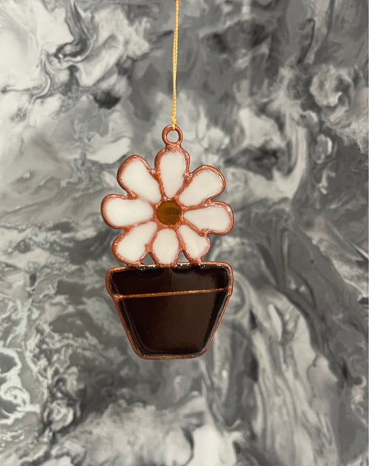 Daisy Plant Pot Flower Sun-catcher Wind Spinner Light Catcher Window or Garden Hanging decoration