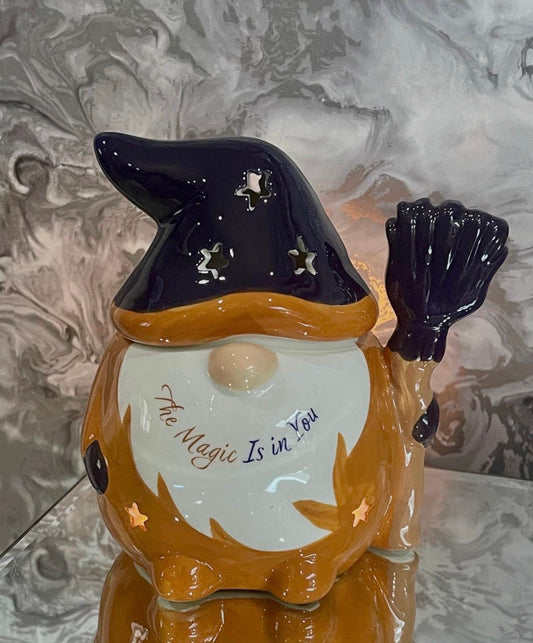 Halloween Witch Gonk Oil Burner – Ceramic Broomstick Wax Melt Burner – The Magic Is In You