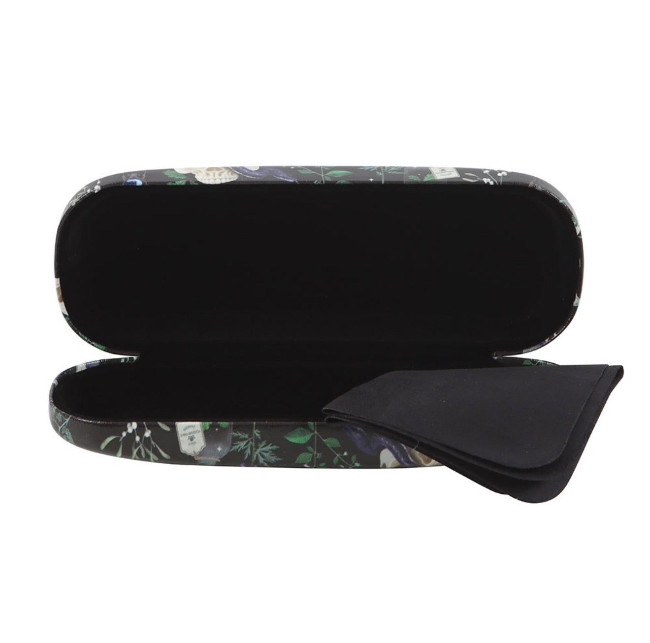 Poisonous Plants Gothic Glasses Case – Dark Botanical Skull Eyeglasses Case with Cleaning Cloth