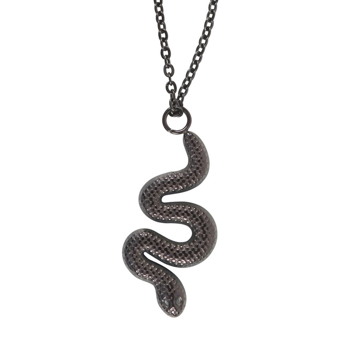 Serpentine Black Finish Snake Nickel Free Stainless Steel Necklace On Gift Card