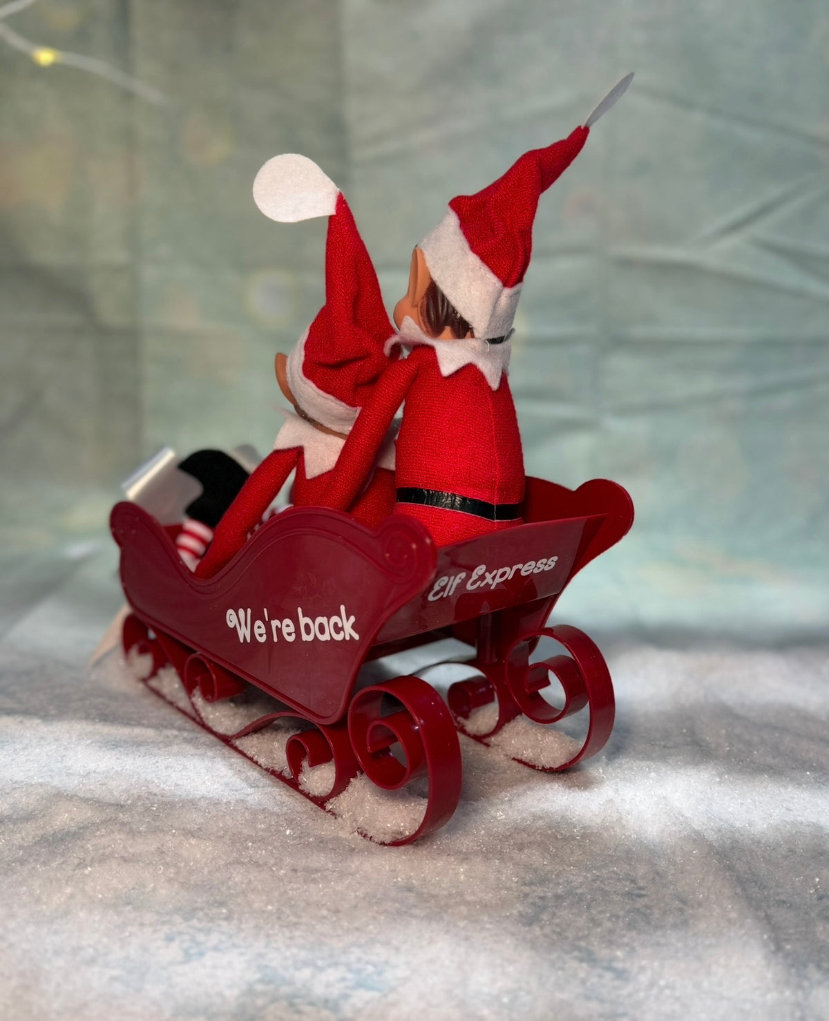 Personalised Christmas Elf Sleigh with 1 or 2 Elves