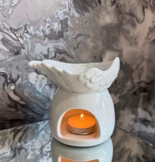 Angel Wing Oil Burner, Memorial Gift, Remembrance Keepsake, Ceramic Wax Melt Burner, Bereavement Gift