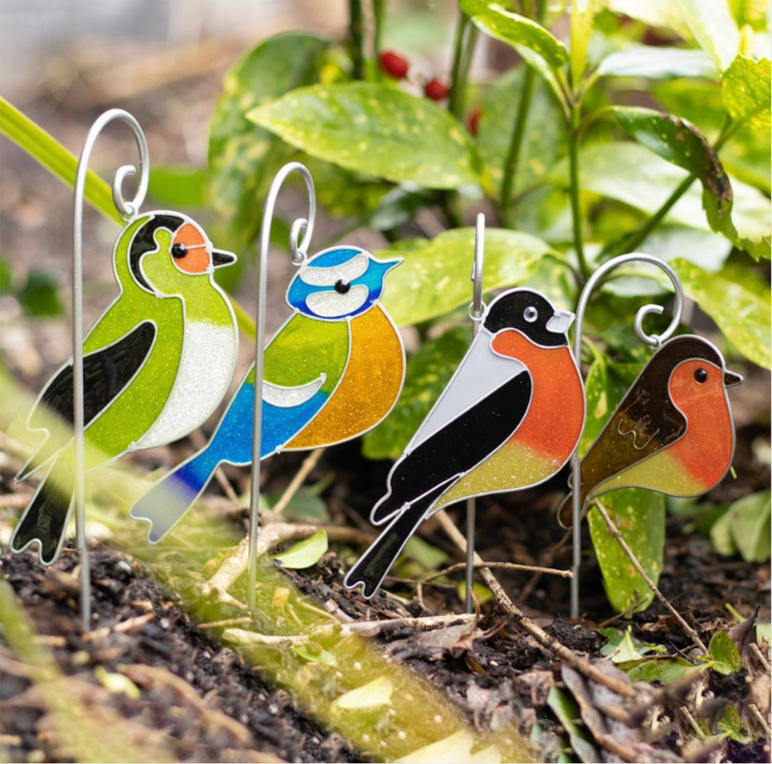 Garden Birds Plant Pot Suncatcher Stakes Decorative Garden Ornaments