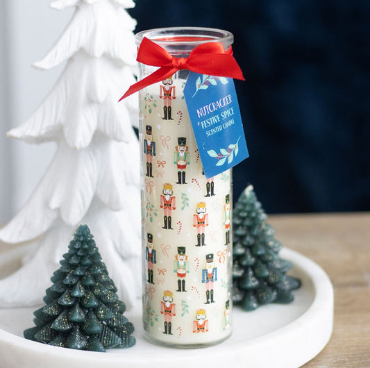 21cm Christmas Nutcracker Festive Spice Scented Tube Candle Home Fragrance Gift