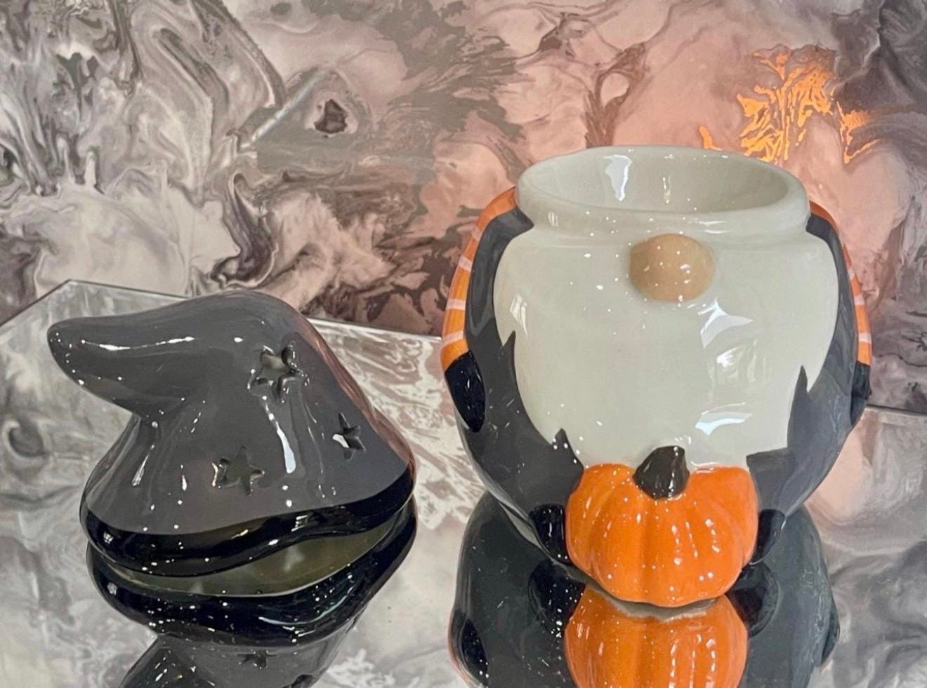 Halloween Gonk Oil Burner – Ceramic Pumpkin Wax Melt Burner, Witchy Autumn Home Decor