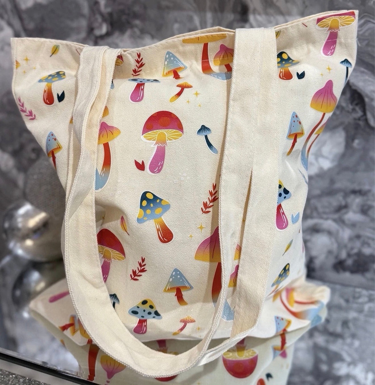Funky Fungi Mushroom Tote Bag – Cottagecore Canvas Shopper
