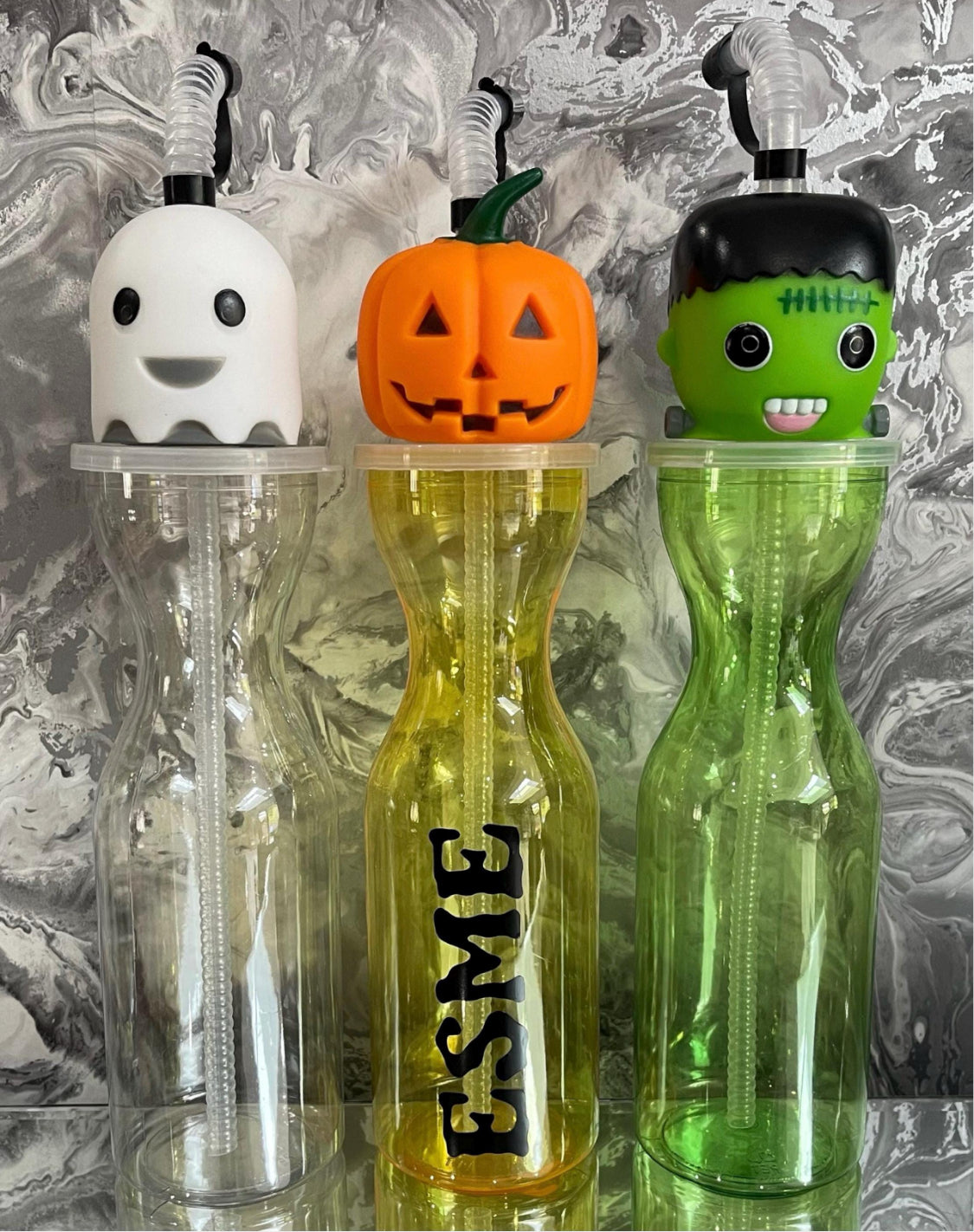 Halloween Personalised Children’s Drinking Bottle Pumpkin Frankenstein Ghost Designs