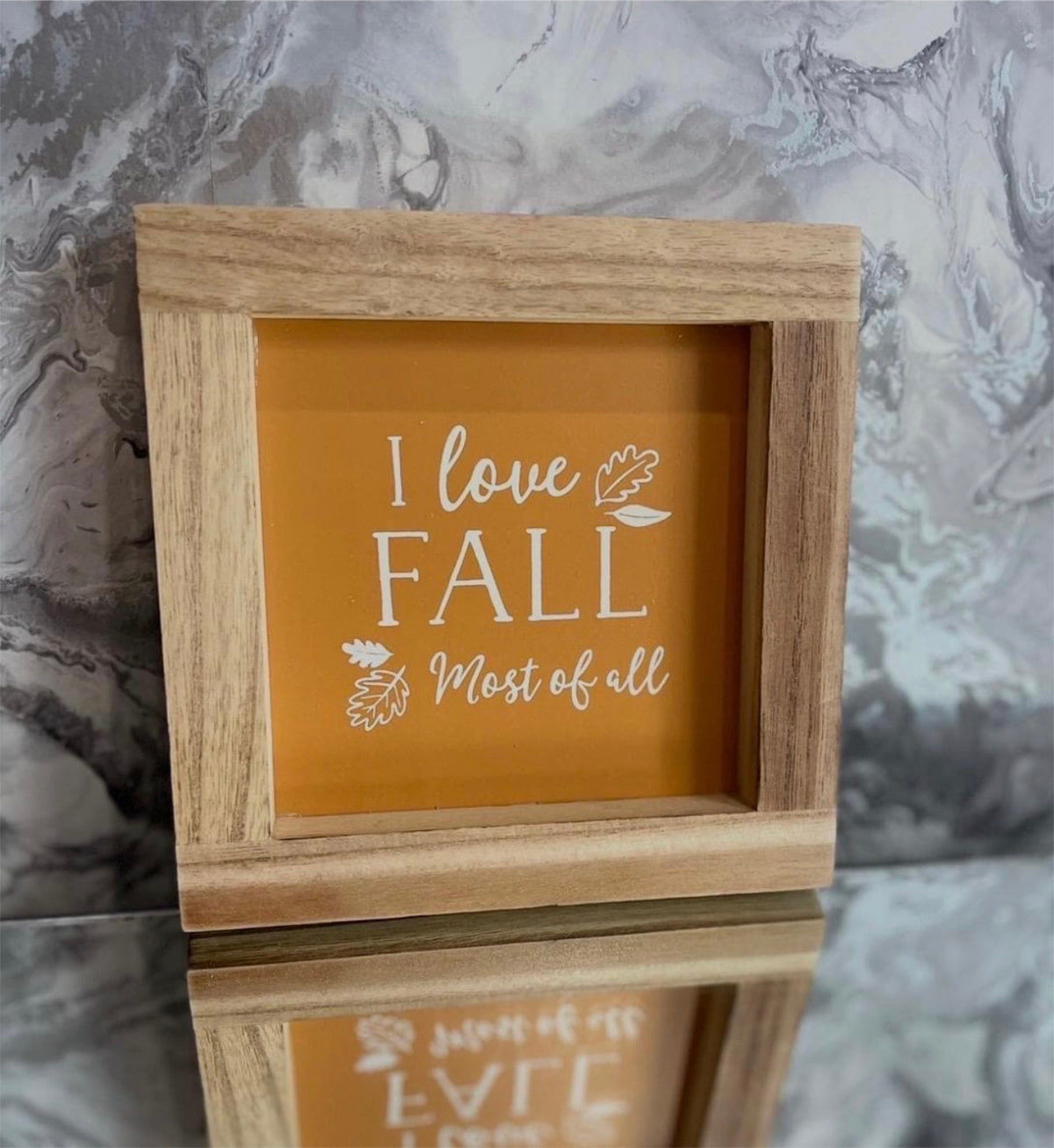 I Love Fall Most of All Wooden Framed Sign, Autumn Fall Home Decor, Rustic Shelf & Wall Decoration