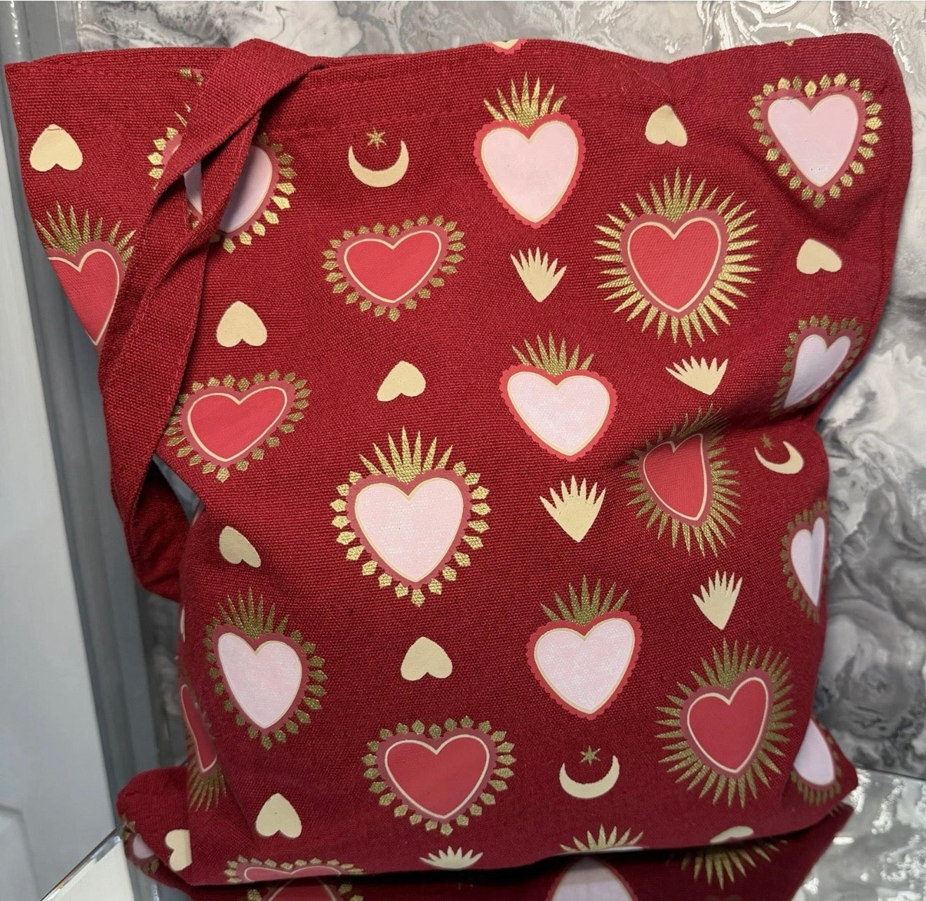 Red Tote Bag Sacred Heart Boho Reusable Canvas Shopping Bag Mother’s Day Gift