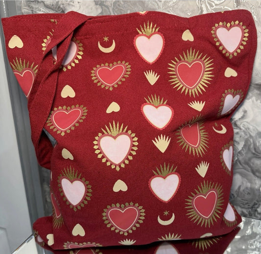 Red Tote Bag Sacred Heart Boho Reusable Canvas Shopping Bag Mother’s Day Gift