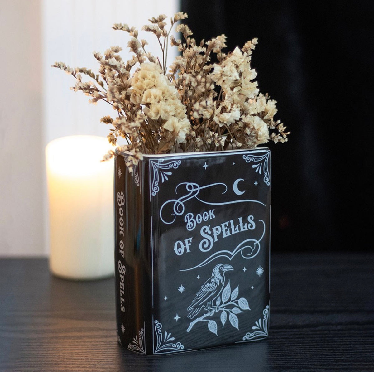 Gothic Ceramic Book Shaped Vase – Witchy Flower Vase, 3 Designs