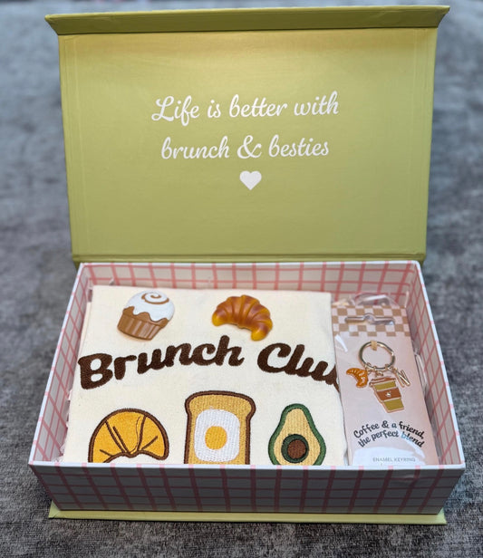 Personalised Brunch Gift Box – Best Friend Birthday Gift, Brunch Club Tote & Coffee Keyring Set
