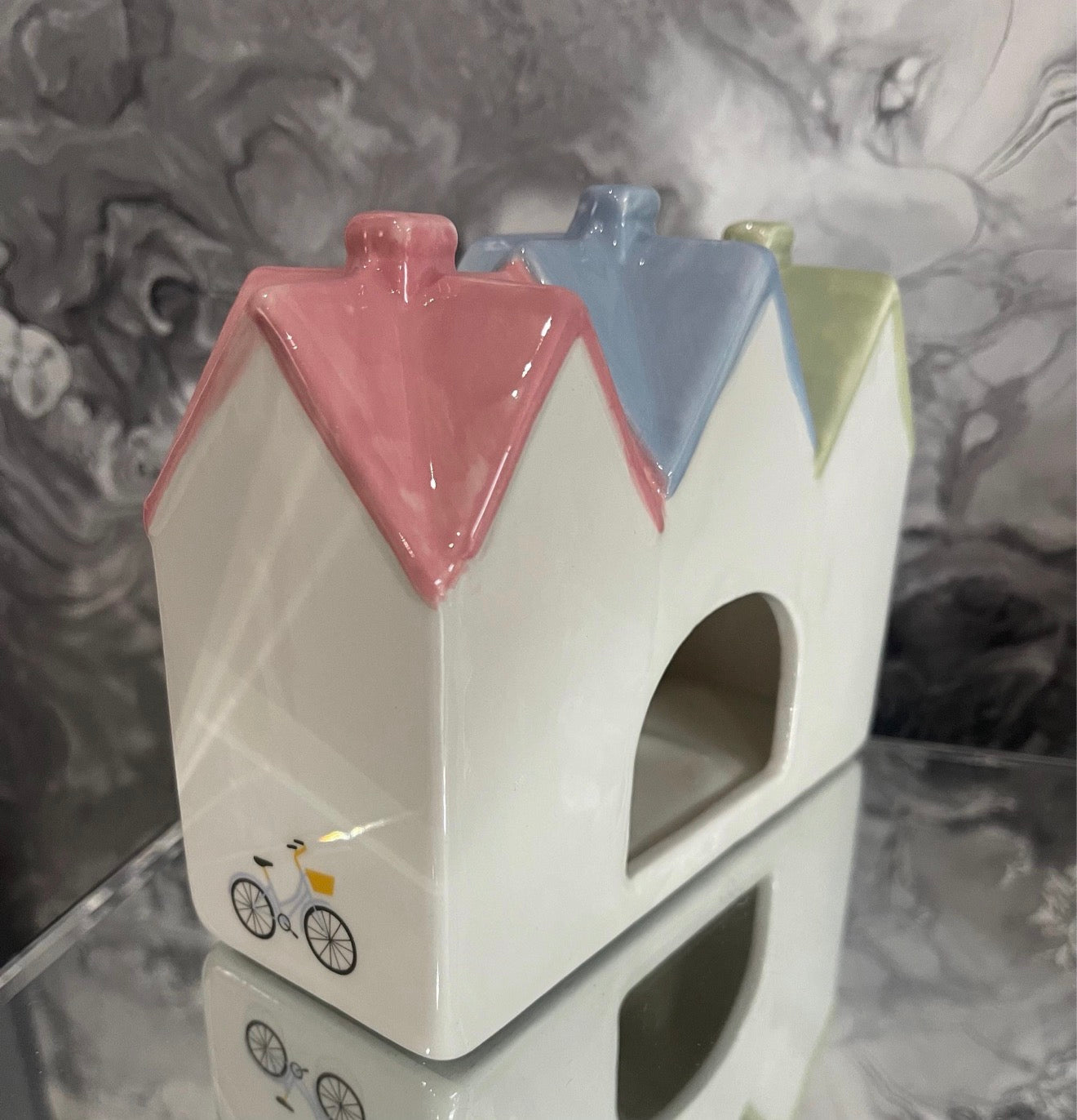 Pastel Town Houses Ceramic Tealight Candle & Incense Burner