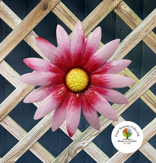 Large 29cm Pink Daisy Garden Wall Art Metal Artificial Flower Ornament Gift