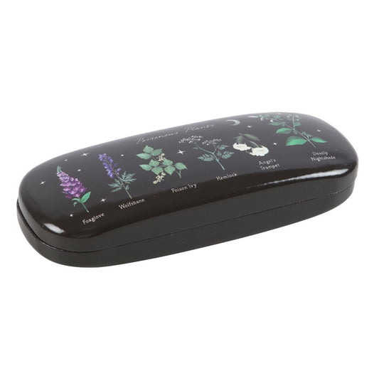 Poisonous Plants Botanical Glasses Case – Dark Botanical Hard Shell Eyeglasses Case with Cleaning Cloth