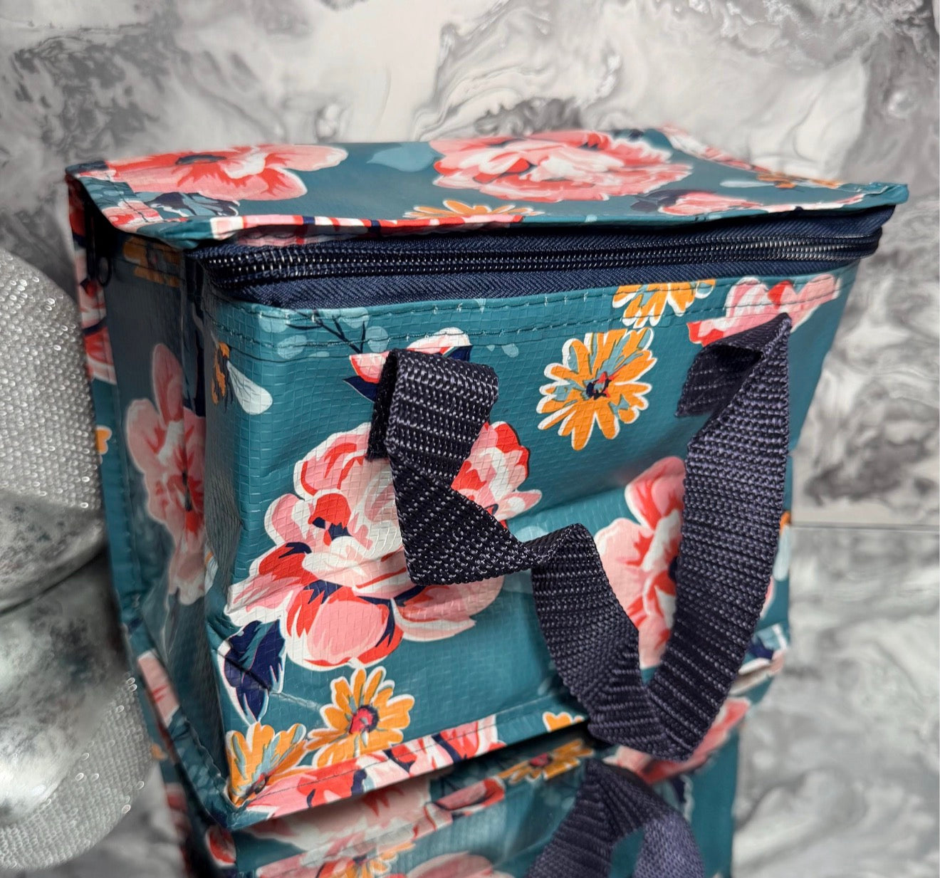 Floral Rose Print Insulated Lunch Bag Made from Recycled Plastic | Reusable Lunch Tote | Eco Friendly Gift | Lunch Bag Work School Picnic
