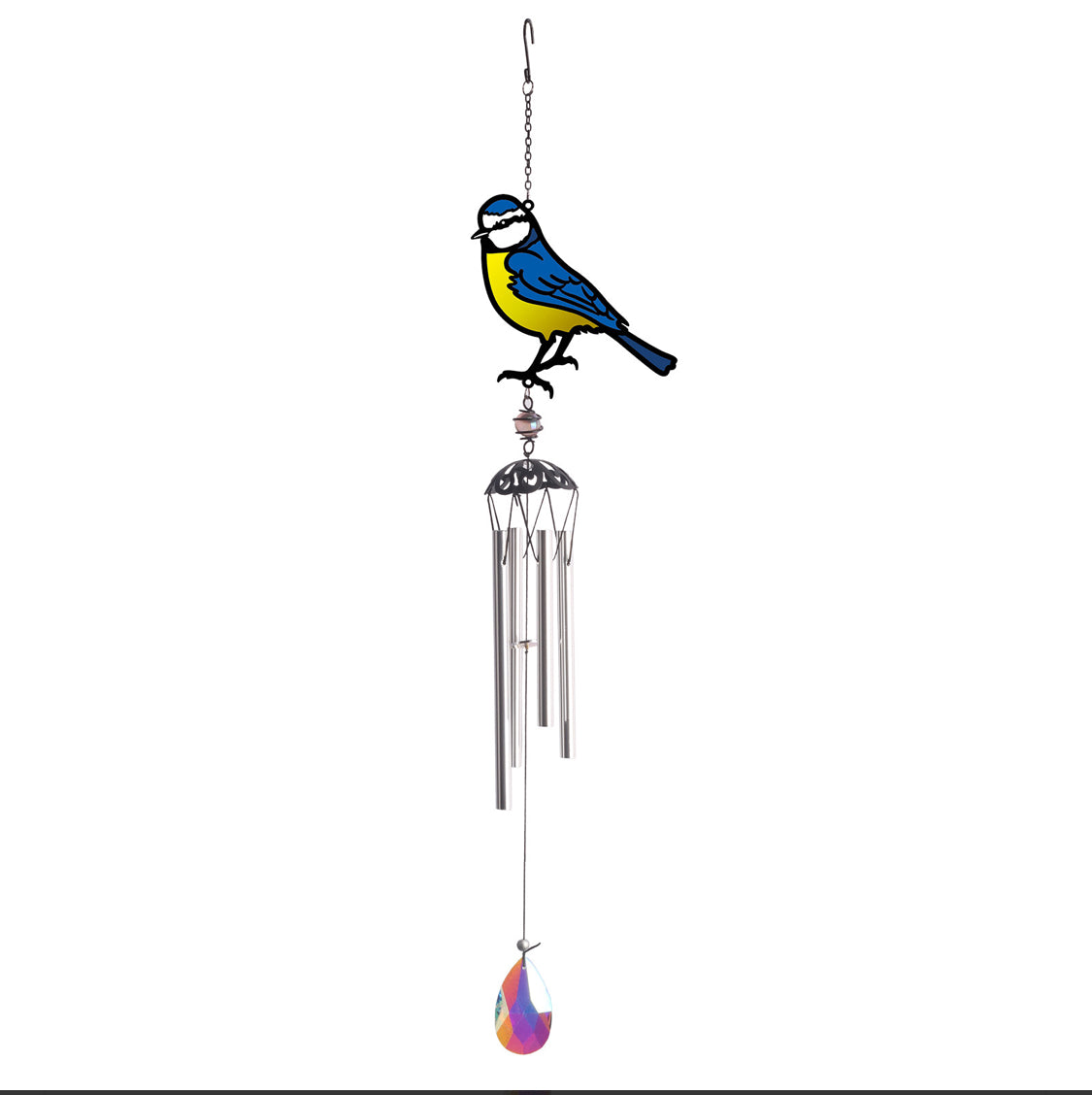 Blue Tit Bird Sun-catcher Wind chime With Crystal Effect Dropper