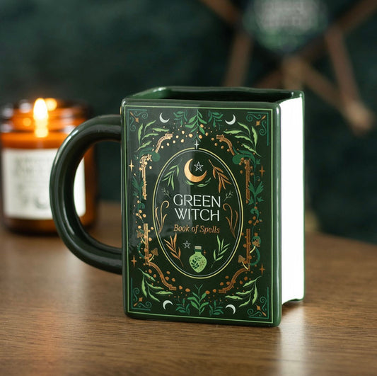 Green Witch Book of Spells Mug – 450ml Novelty Book Shaped Mug
