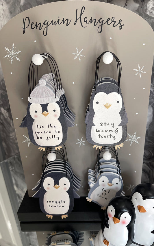Festive Penguin Wooden Decorative Hanging Signs, Home Decor , Window Christmas Tree Decorations, Snuggle Season, Ornaments Gifts - 4 Styles