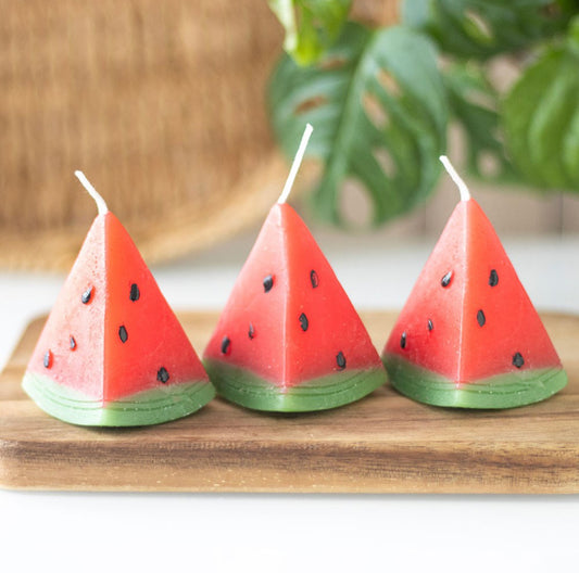 Set Of 3 Watermelon Shape Unscented Candles Home Fragrance Aromatherapy Gifts