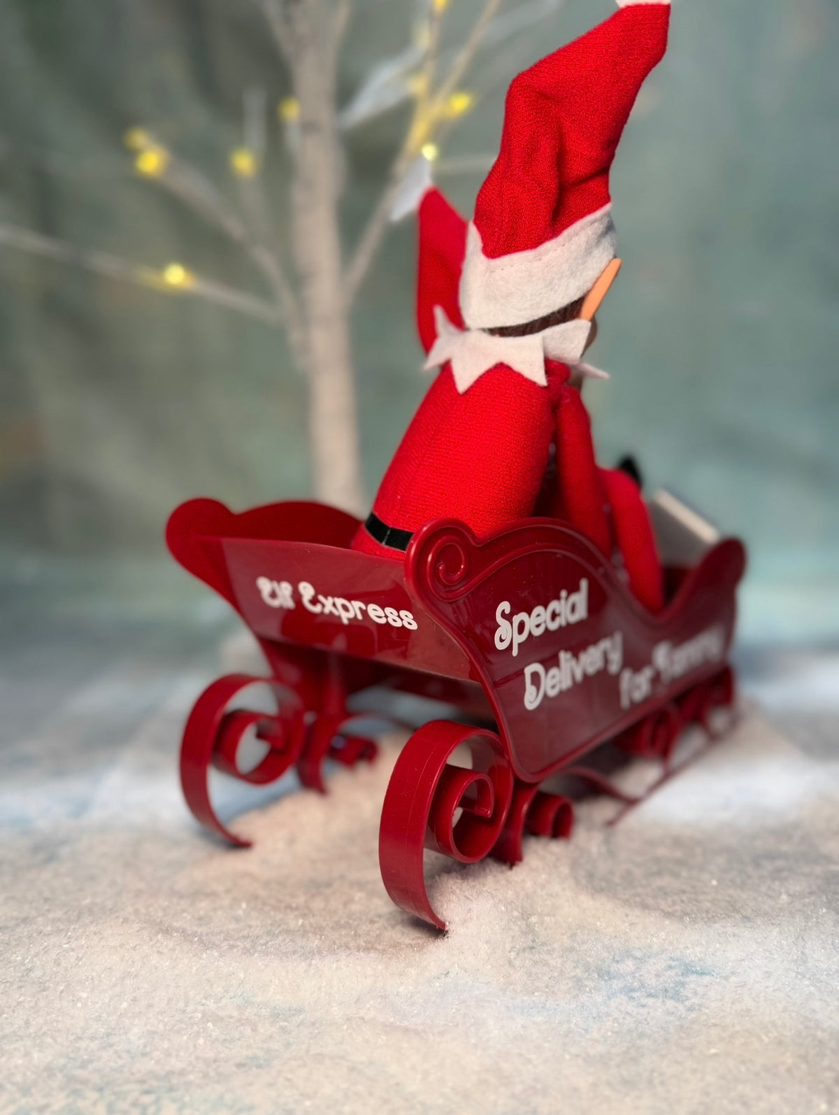 Personalised Christmas Elf Sleigh with 1 or 2 Elves