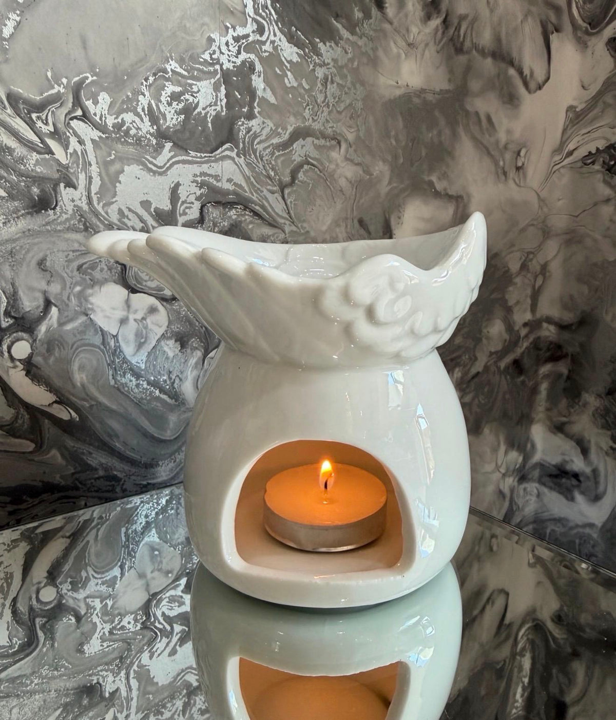 Angel Wing Oil Burner, Memorial Gift, Remembrance Keepsake, Ceramic Wax Melt Burner, Bereavement Gift