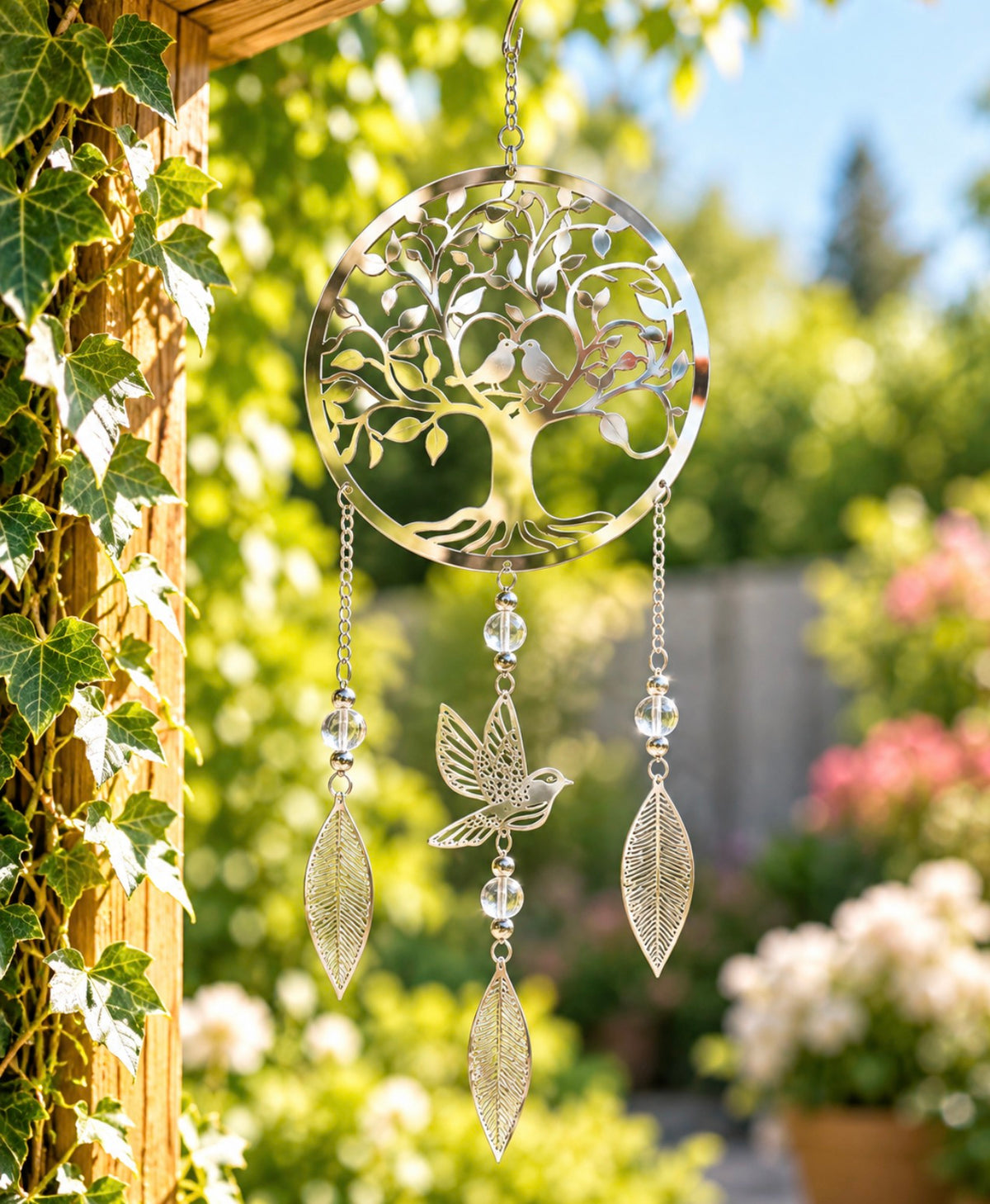Tree of Life Mirrored Stainless Steel Garden Suncatcher