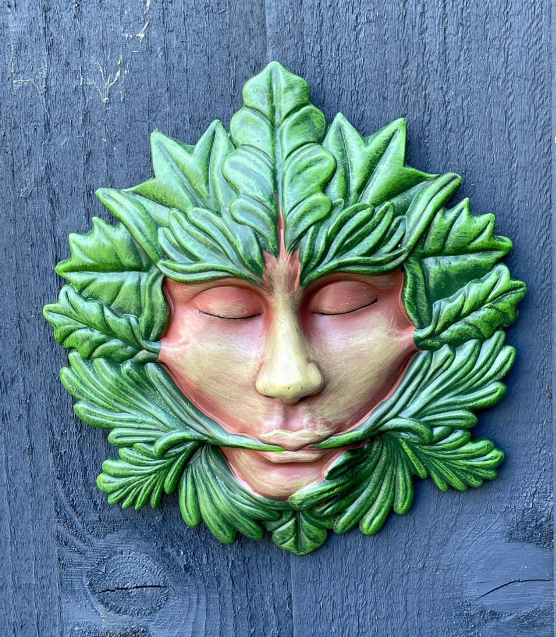 Green Lady Goddess, Mother Earth Ceramic Decorative Garden Wall Plaque