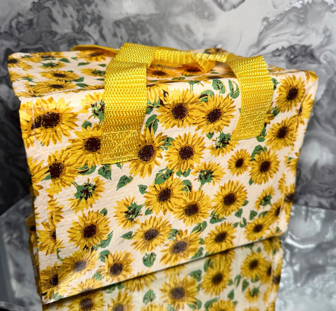 Floral Sunflower Insulated Lunch Bag Made from Recycled Plastic | Reusable Lunch Tote | Eco Friendly Gift | Lunch Bag for Work School Picni