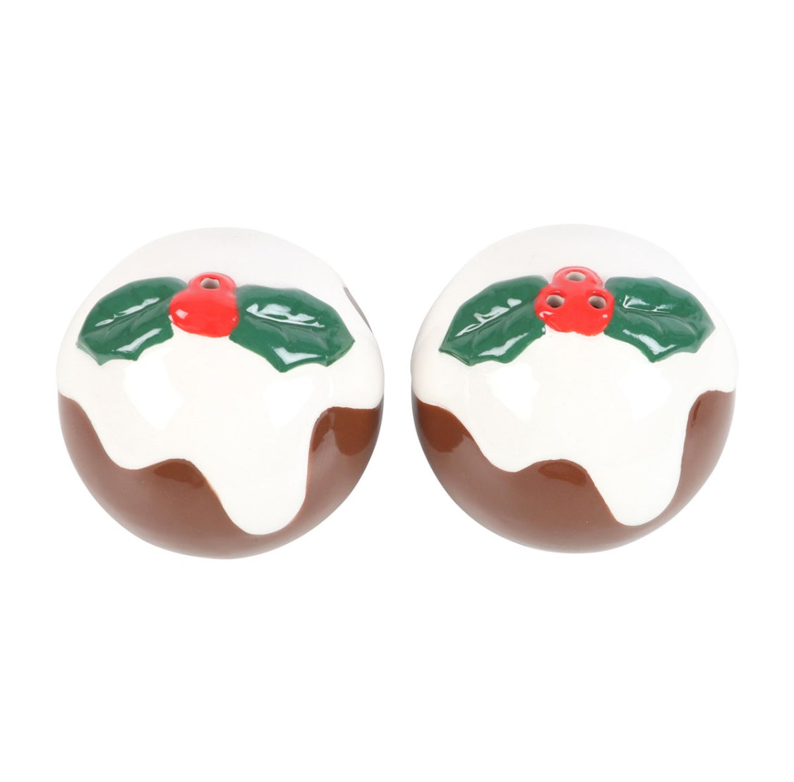 Novelty Christmas Pudding Ceramic Salt & Pepper Pots Cruet Set