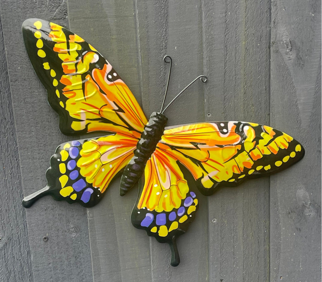 Giant 49cm x 33cm Decorative Butterfly Metal Garden Wall Art Plaques, Brighten up Fences, Walls, Sheds, Summerhouses etc. - 2 Colours