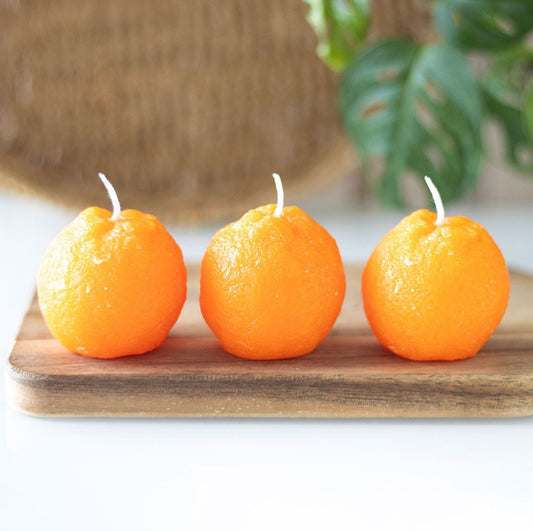 Set Of 3 Orange Shape Unscented Candles Home Fragrance Aromatherapy Decor Gifts