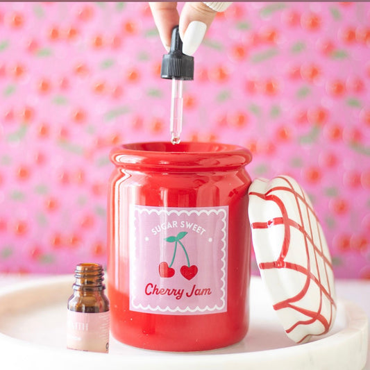 Cherry Jam Jar Oil Burner Wax & Melt Warmer