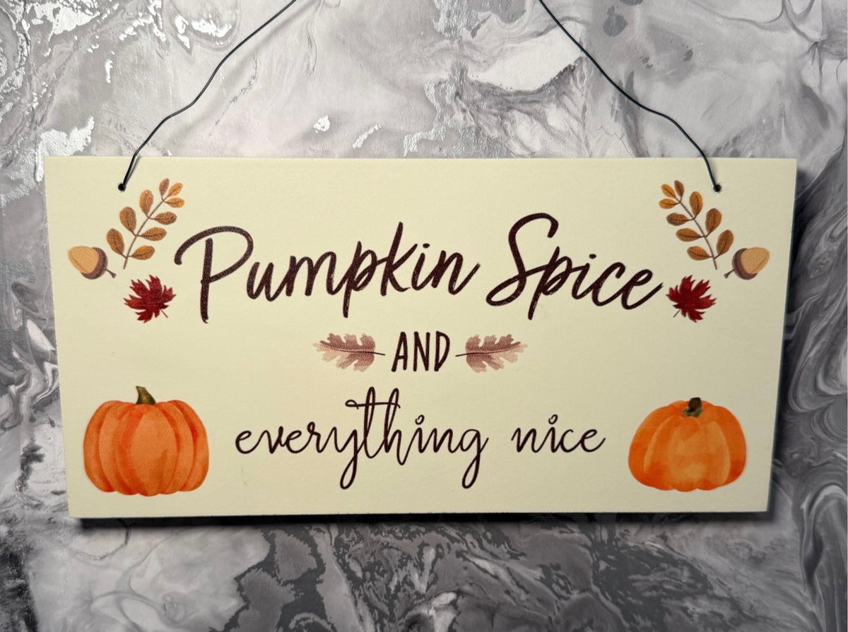 Pumpkin Spice Wooden Hanging Sign, Autumn Wall Decor, Cosy Fall Plaque, Pumpkin Home Decoration, Seasonal Gift