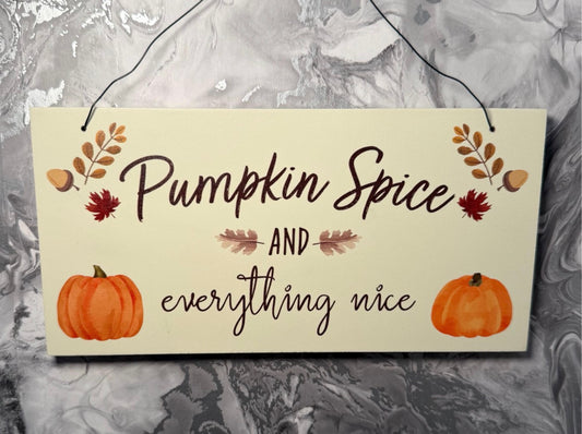 Pumpkin Spice Wooden Hanging Sign, Autumn Wall Decor, Cosy Fall Plaque, Pumpkin Home Decoration, Seasonal Gift