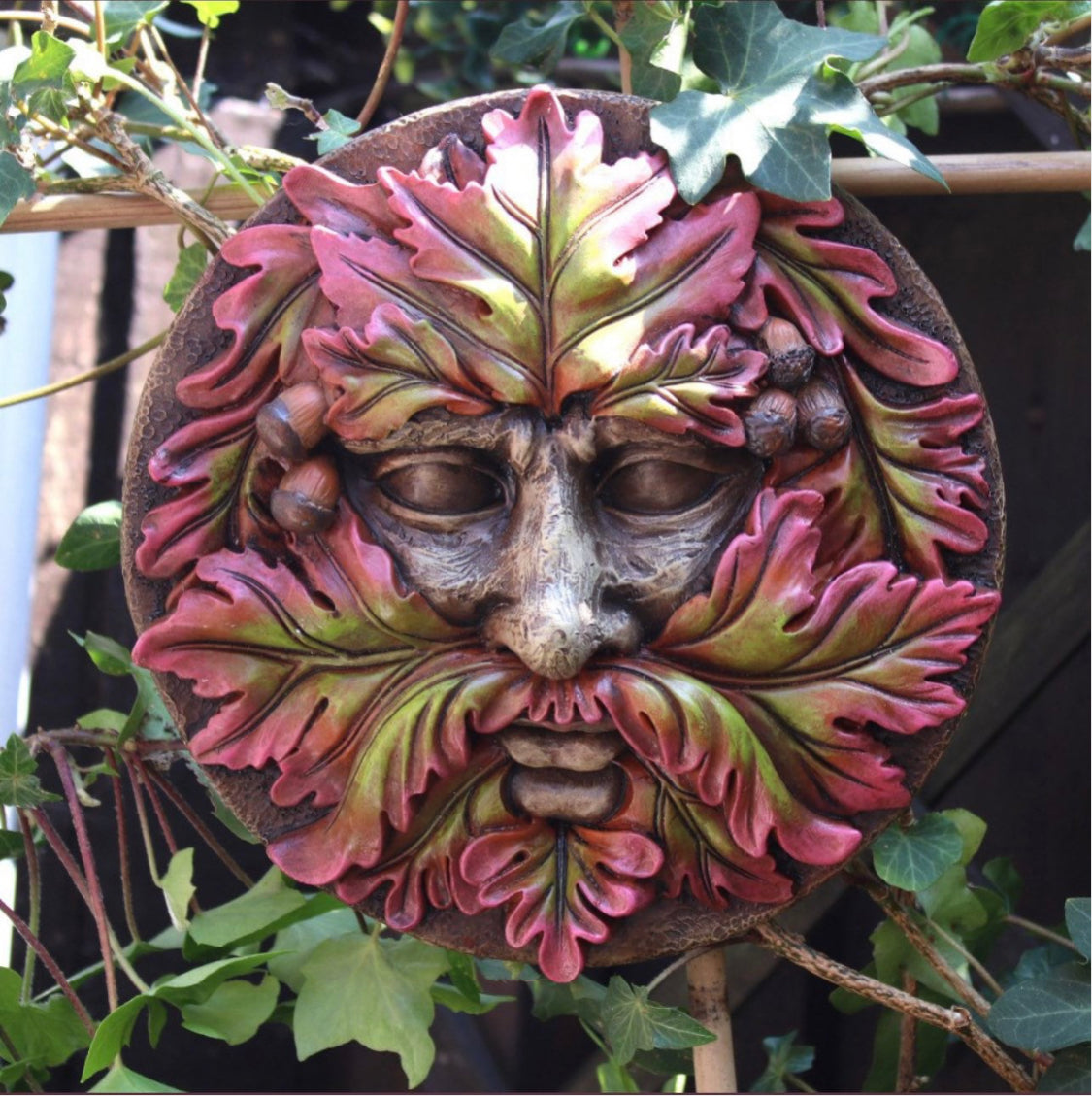 18cm Green Man Tree Man Round Decorative Garden Wall Plaque