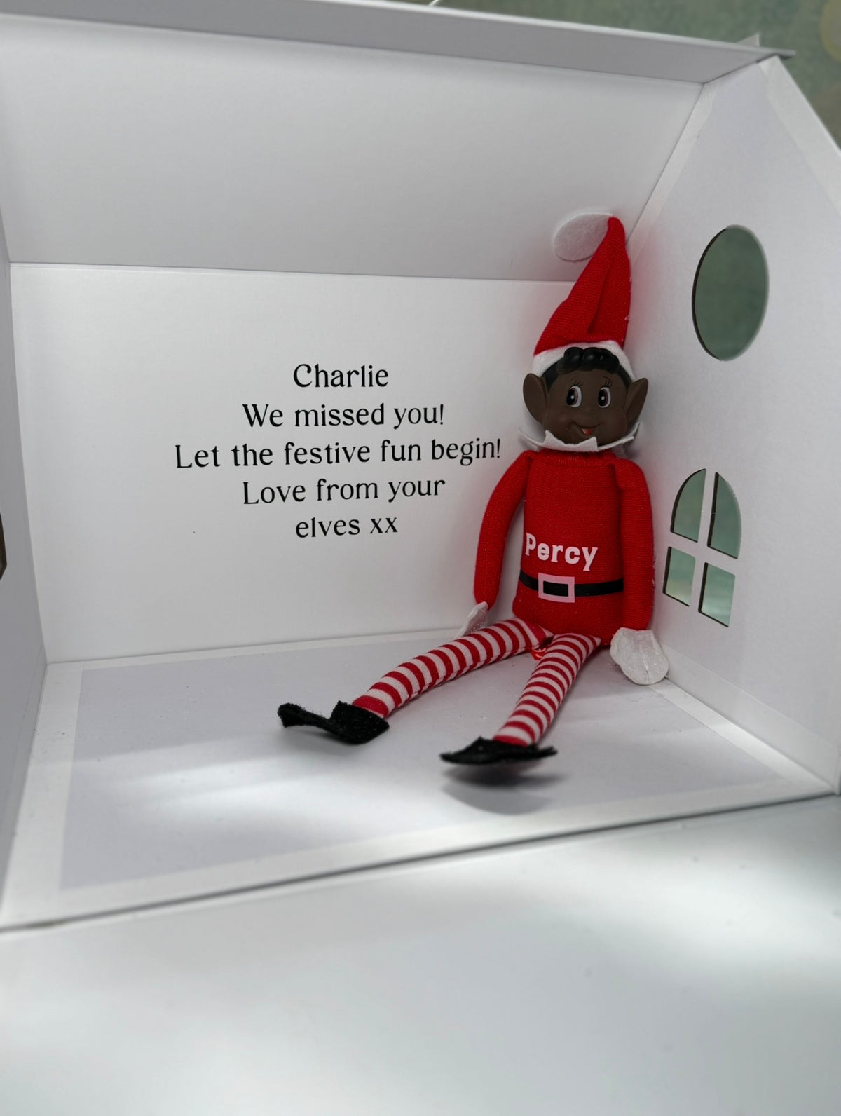 Large Personalised Christmas Elf Gift Box with 1 or 2 Elves
