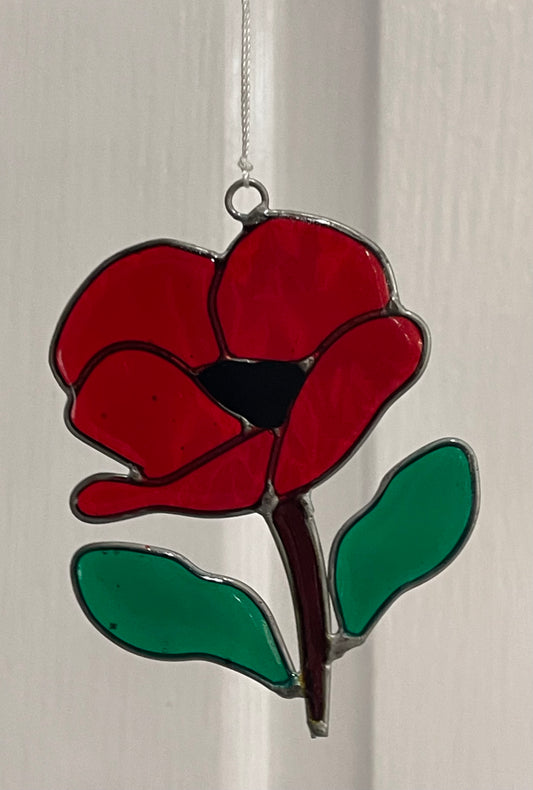 Red Poppy Suncatcher Wind Spinner Light Catcher Window or Garden Hanging decoration