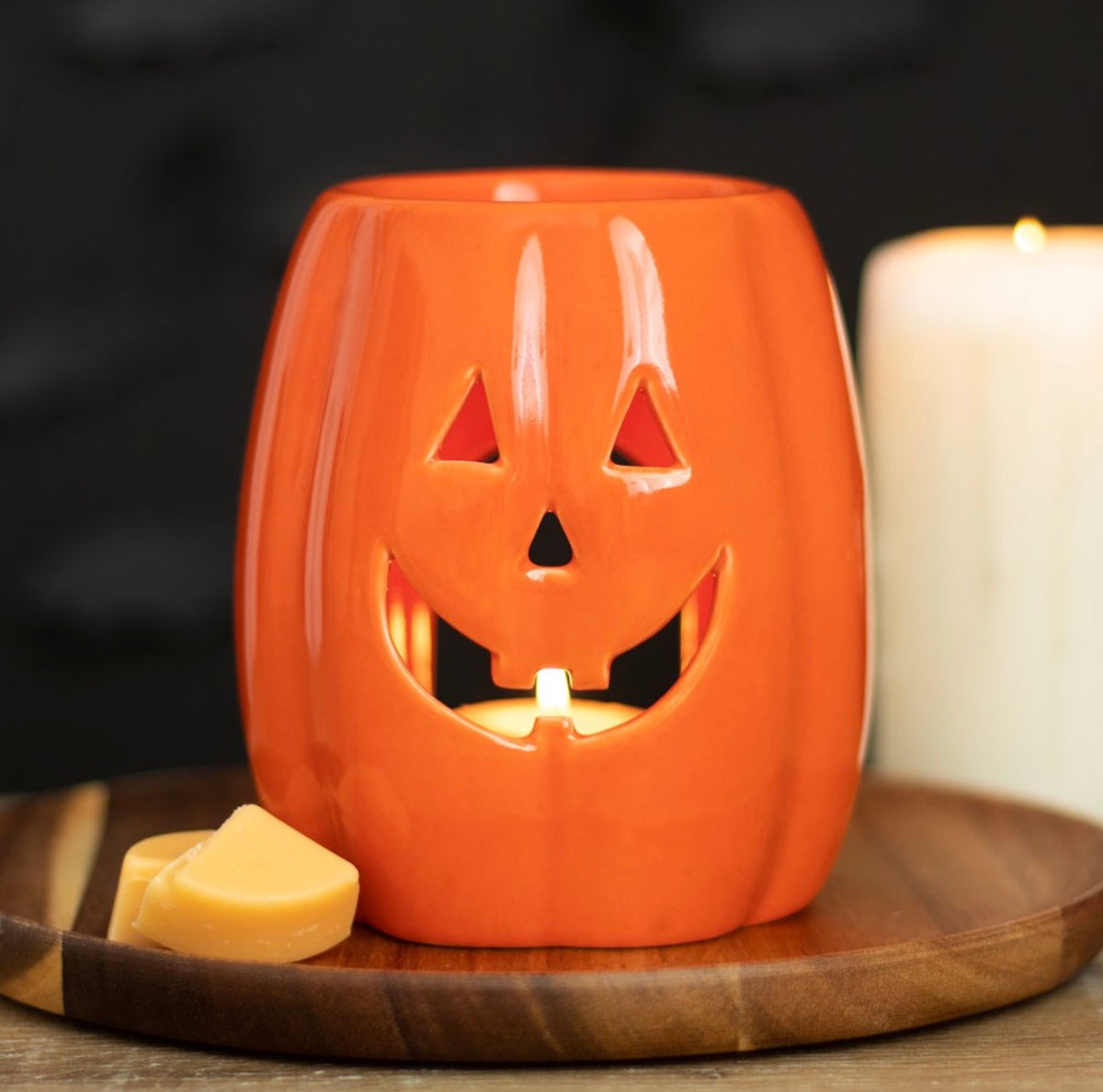 Jack-O’-Lantern Oil Burner & Wax Melt Warmer – Halloween Pumpkin Decor