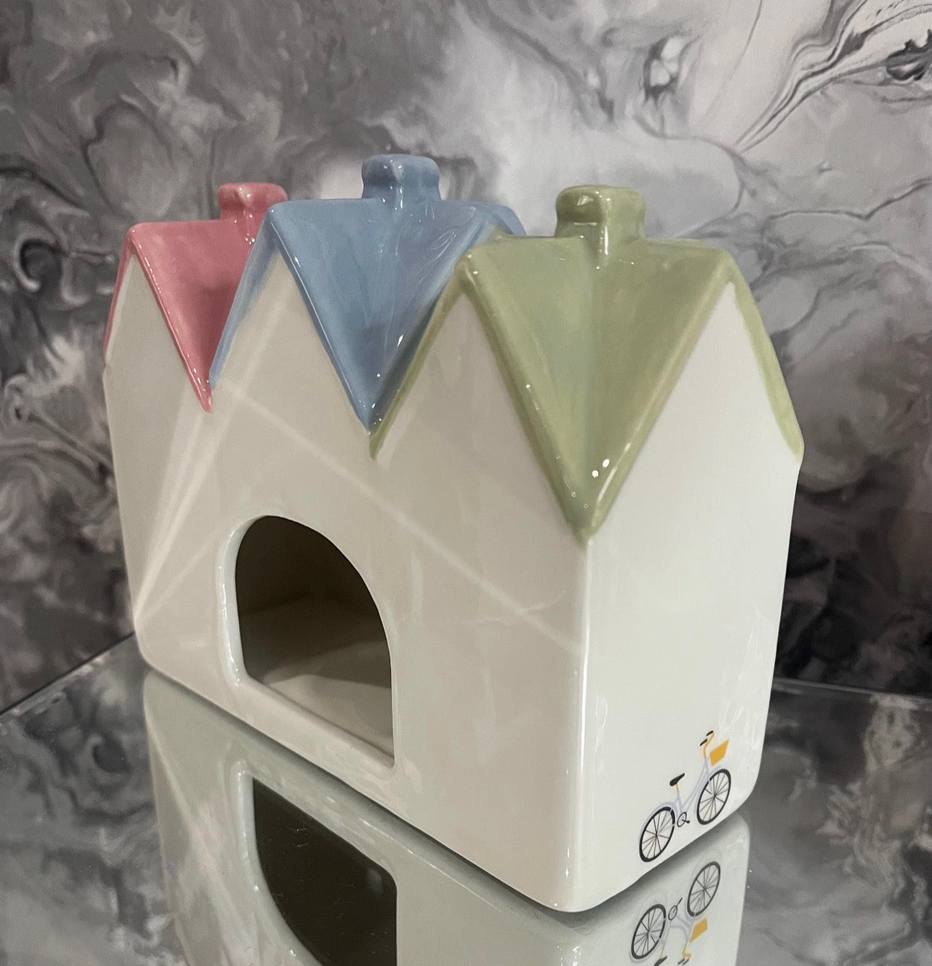 Pastel Town Houses Ceramic Tealight Candle & Incense Burner